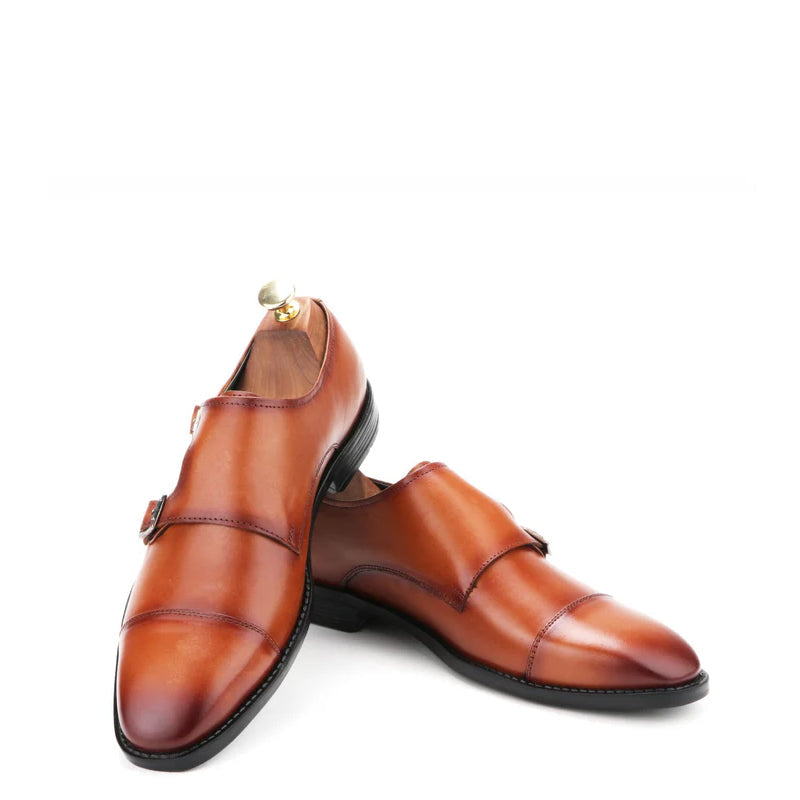 Classic Design Leather Double Monk Strap Shoe