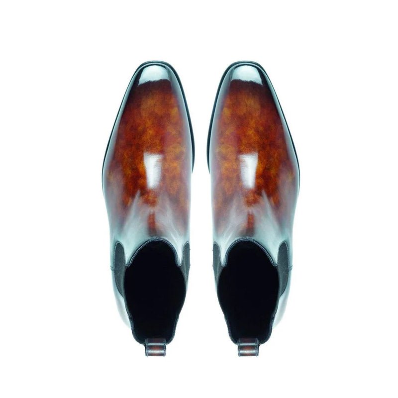 Patina Leather Chelsea Crystal Brown Boot For Men