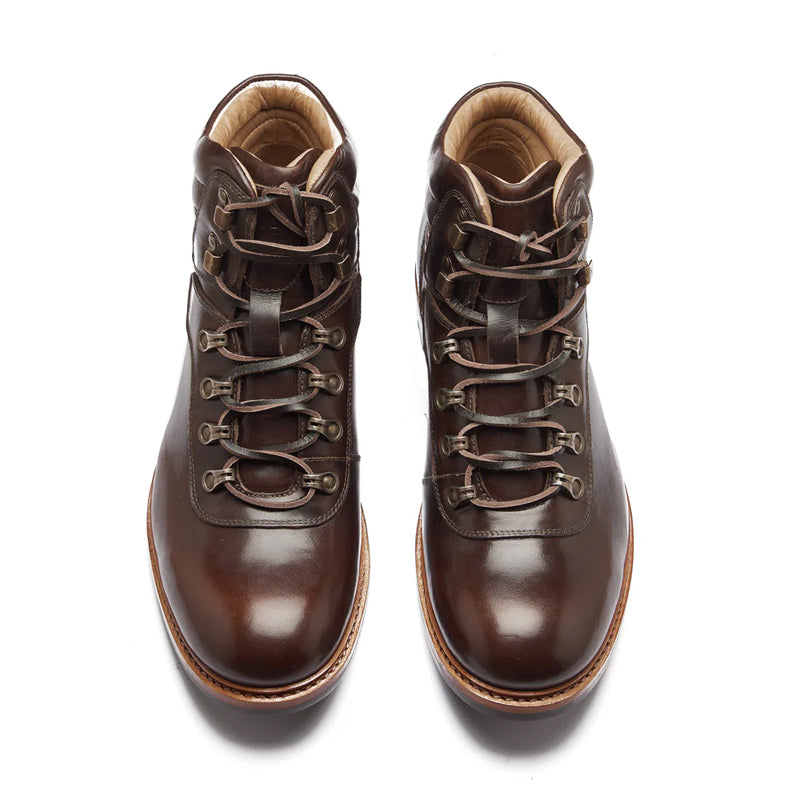Leather Lace Up Mid Top Ankle Brown Boot For Men