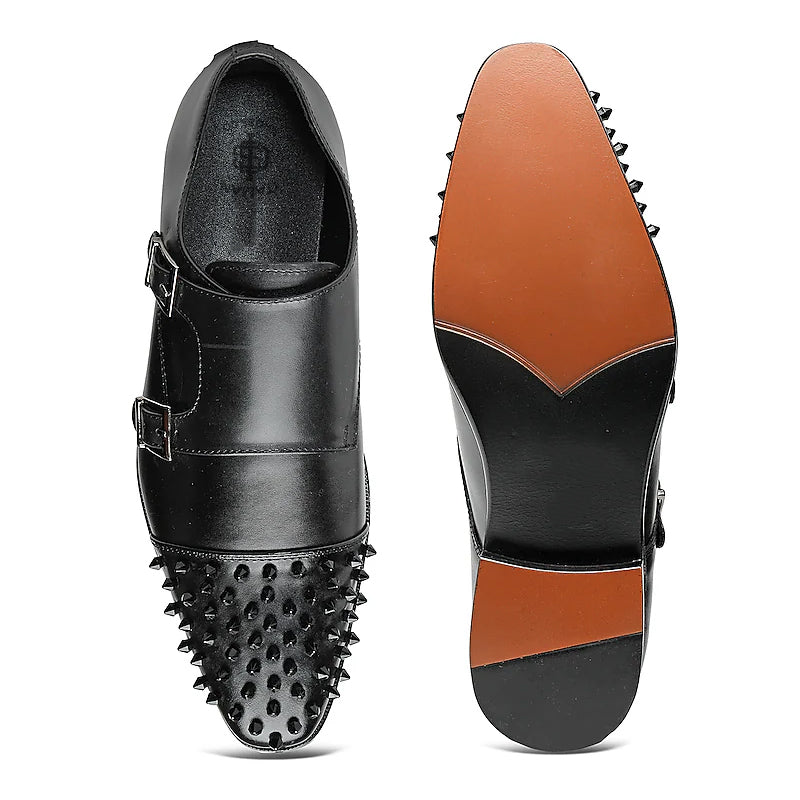 Men Solid Leather Double Monkstrap Brown Shoe