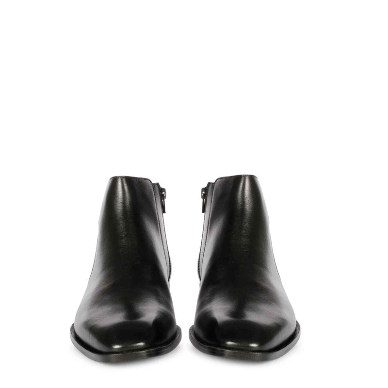 Men Solid Leather Side Zipper Brown Boot With Buckle