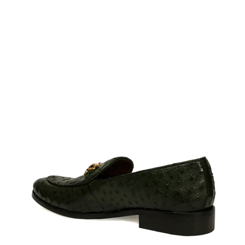Men Solid Leather Slip-On Green Loafer Shoe