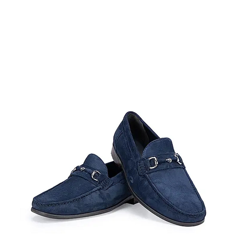 Suede Leather Formal Horsebit Buckled Loafer Burgundy