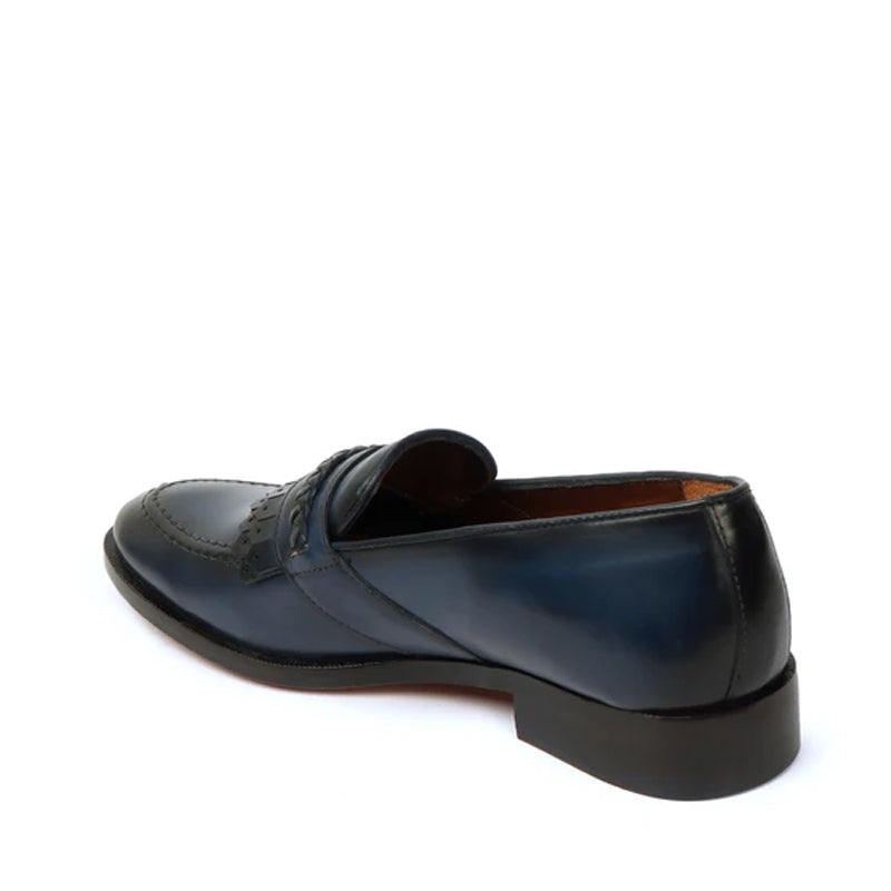 Patent Leather Slip-On Brown Loafer With Dual Fringes