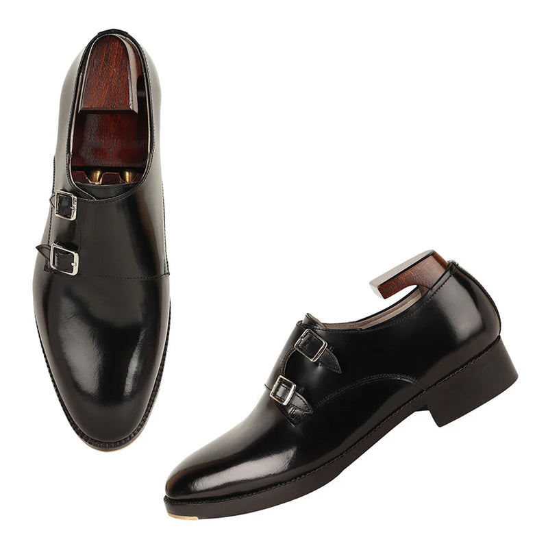 Classic Leather Formal Double Monk Straps Shoe