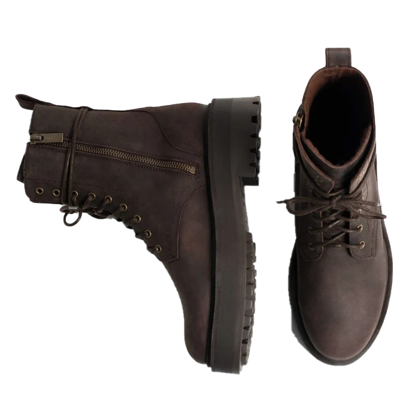Lace Up Leather High Top Combat Boots