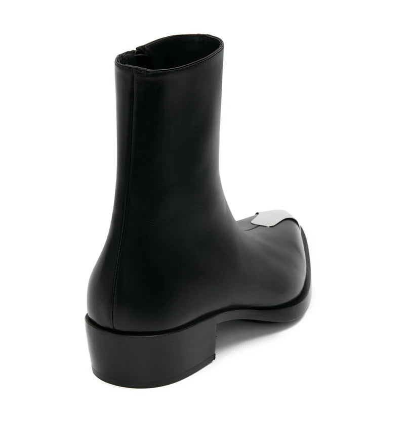 Punk Leather Boots Silver Toe