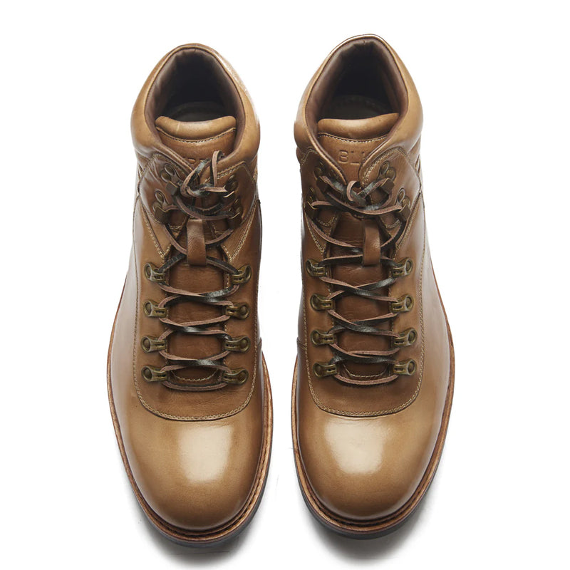 Leather Lace-Up Mid Top Ankle Natural Boot For Men