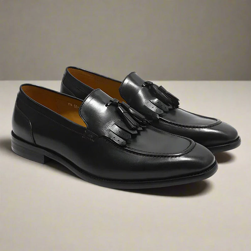 Leather Slip On Tassel Green Loafer For Men
