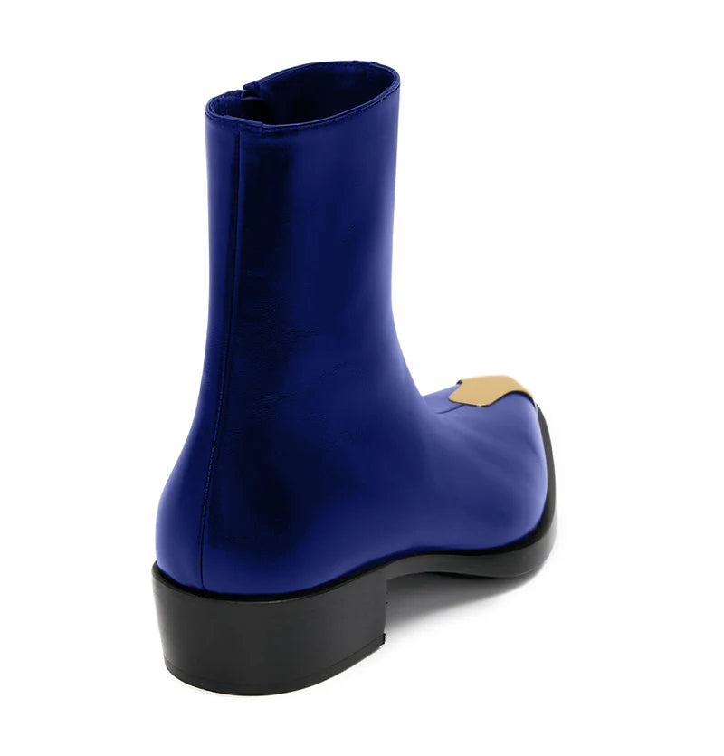 Punk Leather Boots Golden Toe