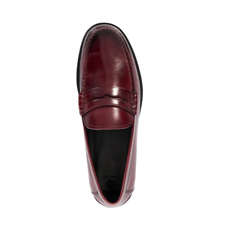 Leather Penny Trim Burgundy Loafer For Men