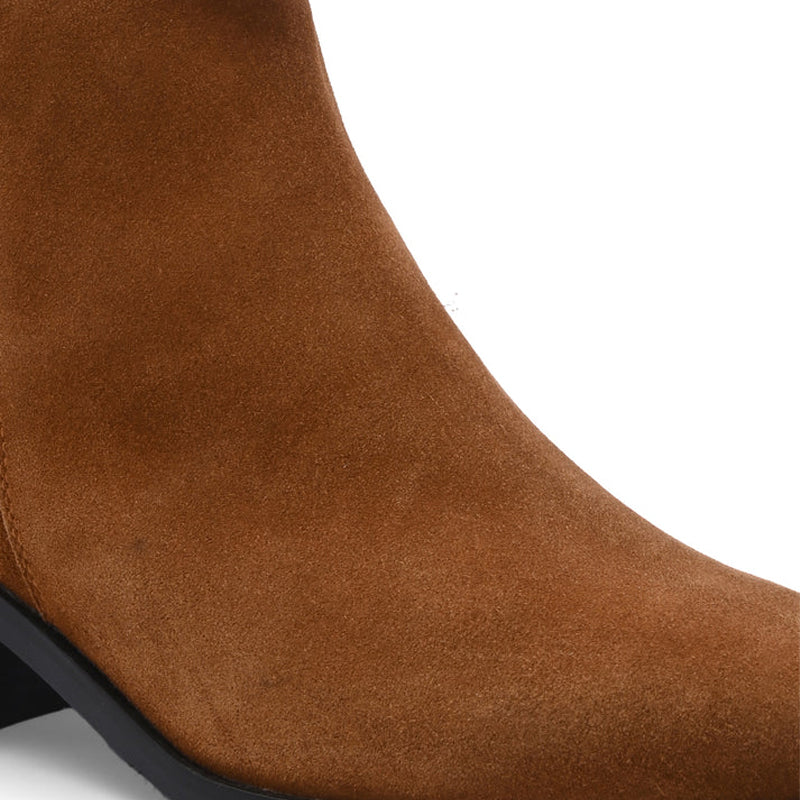 Suede Leather High Heel Side-Zipper Boot