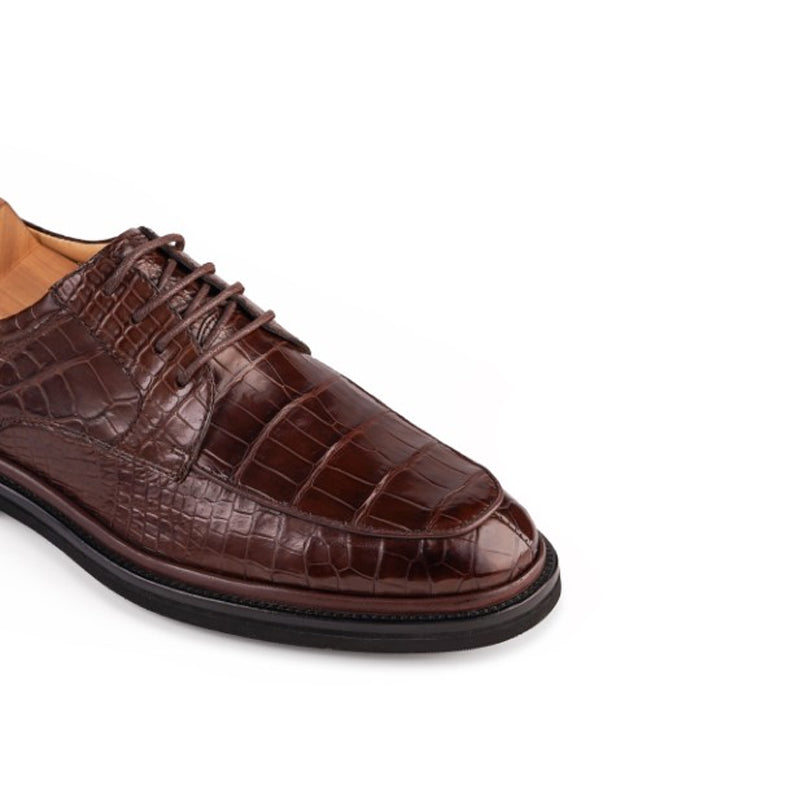 Premium Leather Textured Derby Brown Shoe