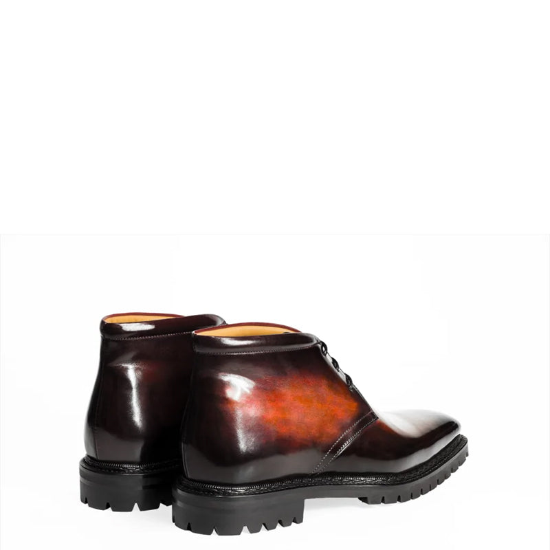 Men Handpainted Solid Leather Chukkas Tan Boot