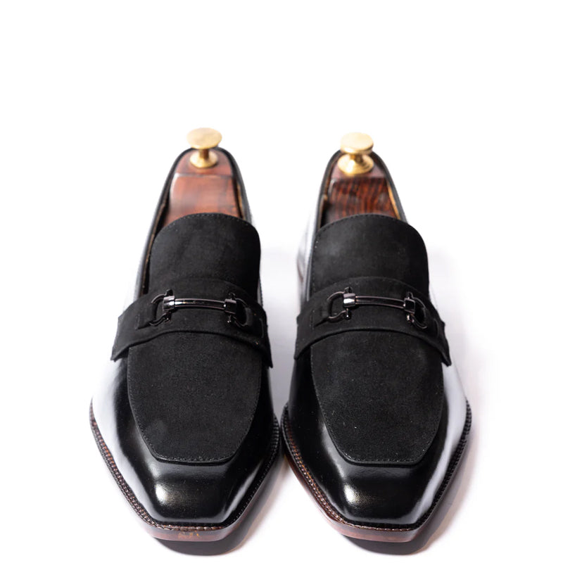 Men Suede Upper Horsebit Buckled Leather Loafer