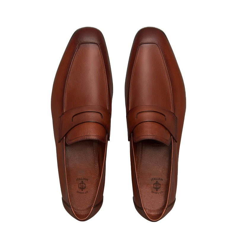 Custom Handmade Plain Leather Brown Loafer