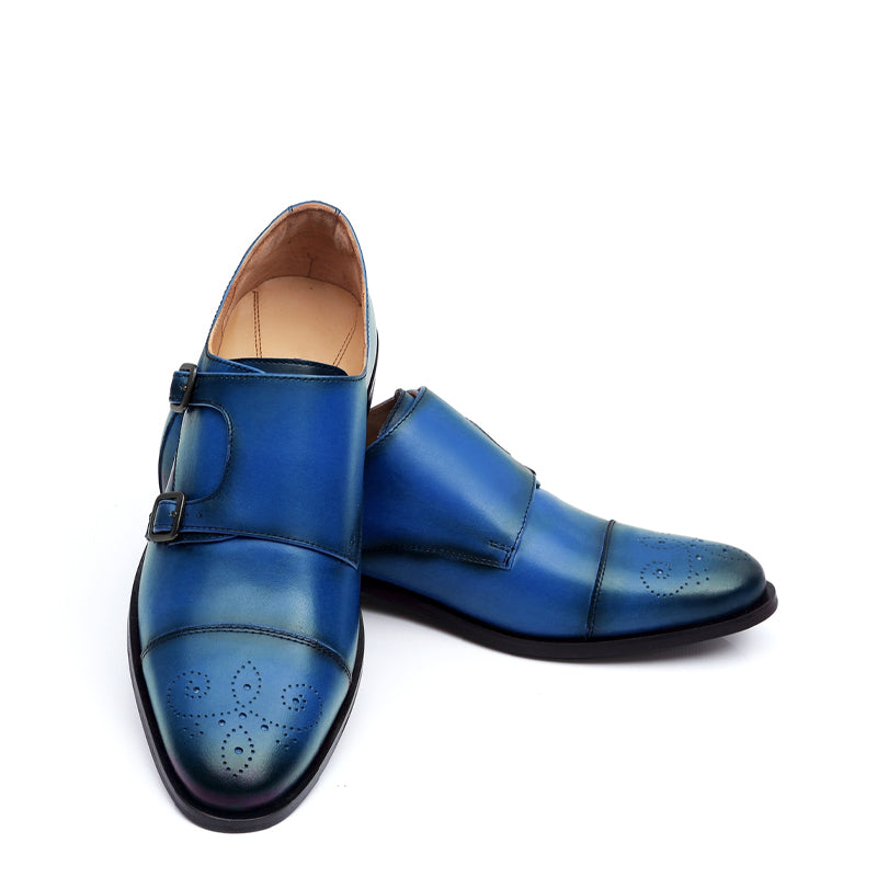 Premium ToeCap Double Monk Strap Tan Leather Shoe