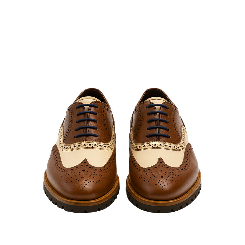 Men s Luxury Two Tone Laceup Oxford Shoes with Brogue Detailing