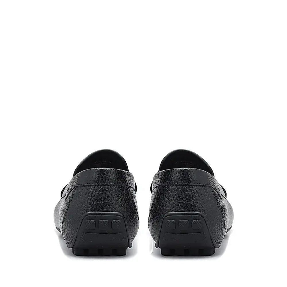 Men Textured Leather Driving Green Loafer