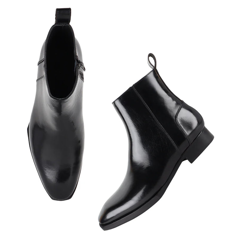 Men Handmade Leather Side Zip Boots