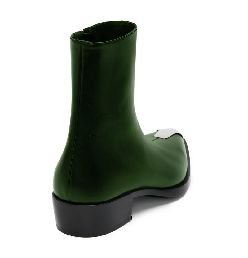 Punk Leather Boots Silver Toe