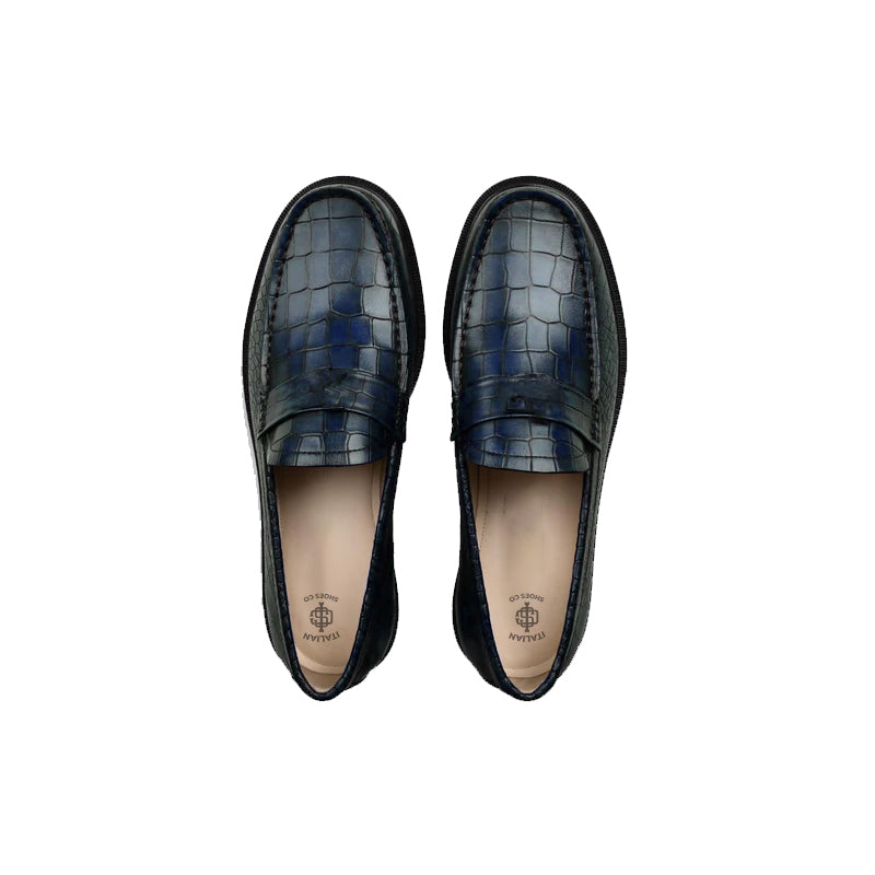 Men's Round Toe Croc Loafers