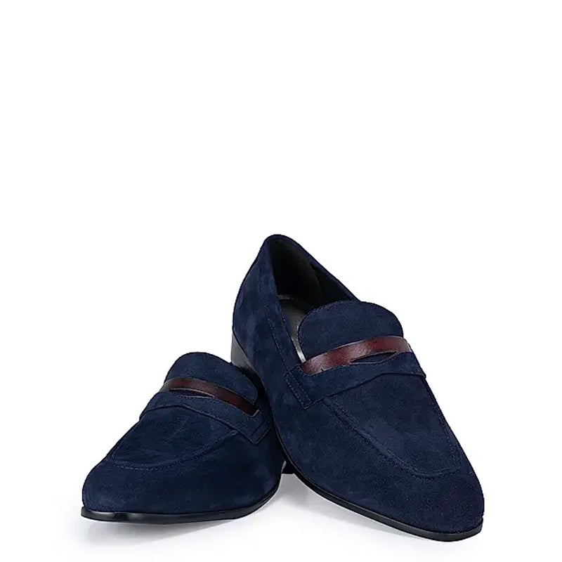Classic Suede Penny Leather Formal Blue Loafer