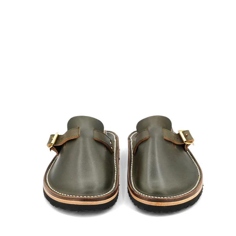 Buckle Clogs Slit Sandal Green
