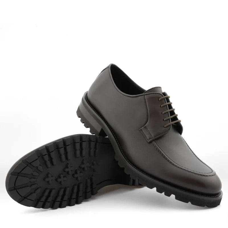 Men Classic Plain Solid Leather Derby Shoe