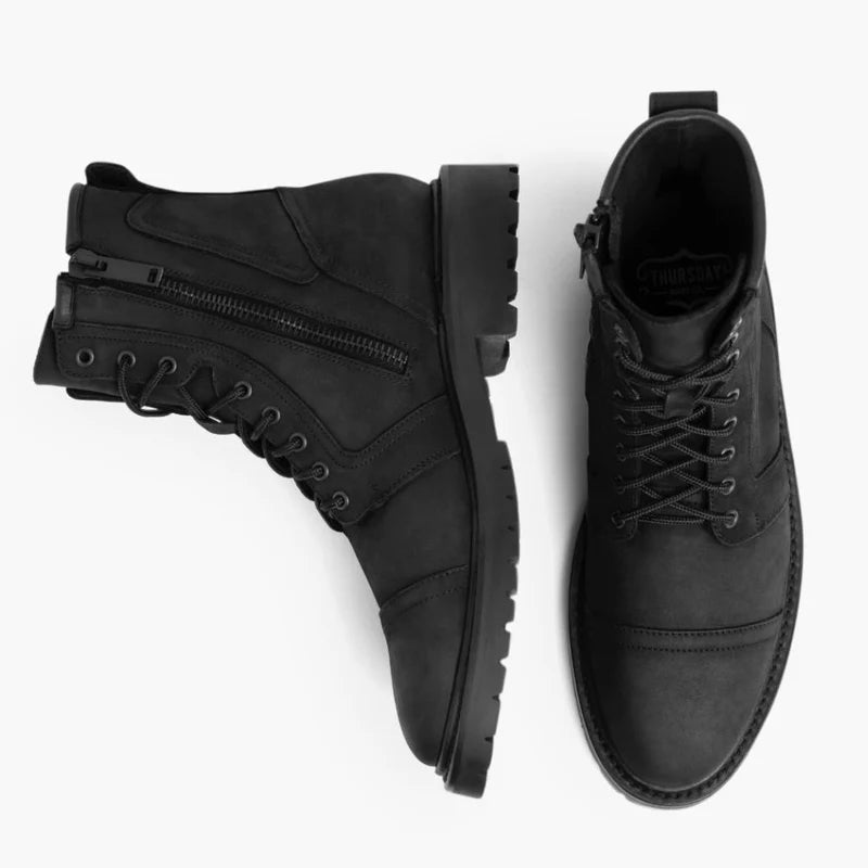 Leather Zip Up High Ankle Boots