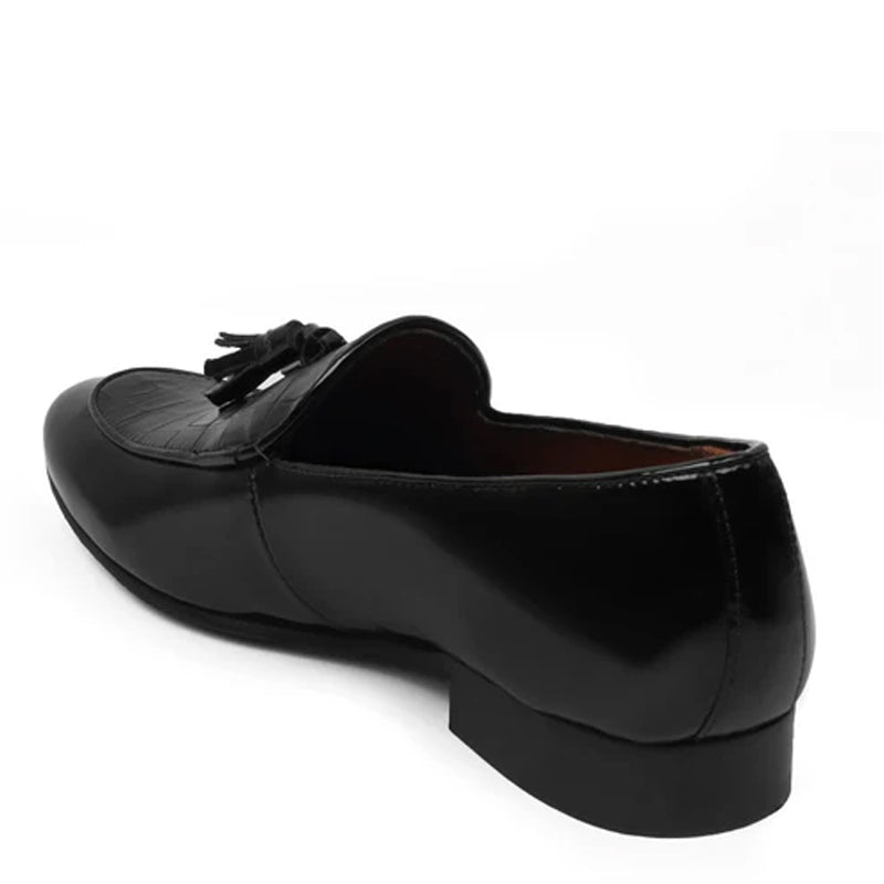 Croco Leather Tan/Brown Tassel Loafer With Deep Cut