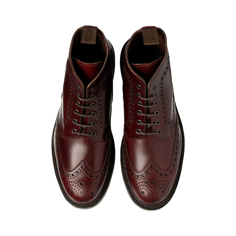 Leather Lace-Up Wingtip High Ankle Tan Boot