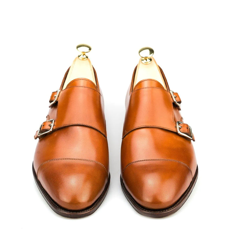Premium Captoe Leather Double MonkStrap Shoe Burgundy