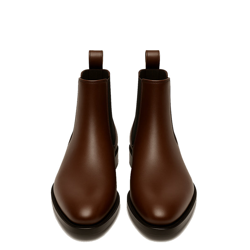 Men's Round-Toe Block-Heeled Chelsea Boots
