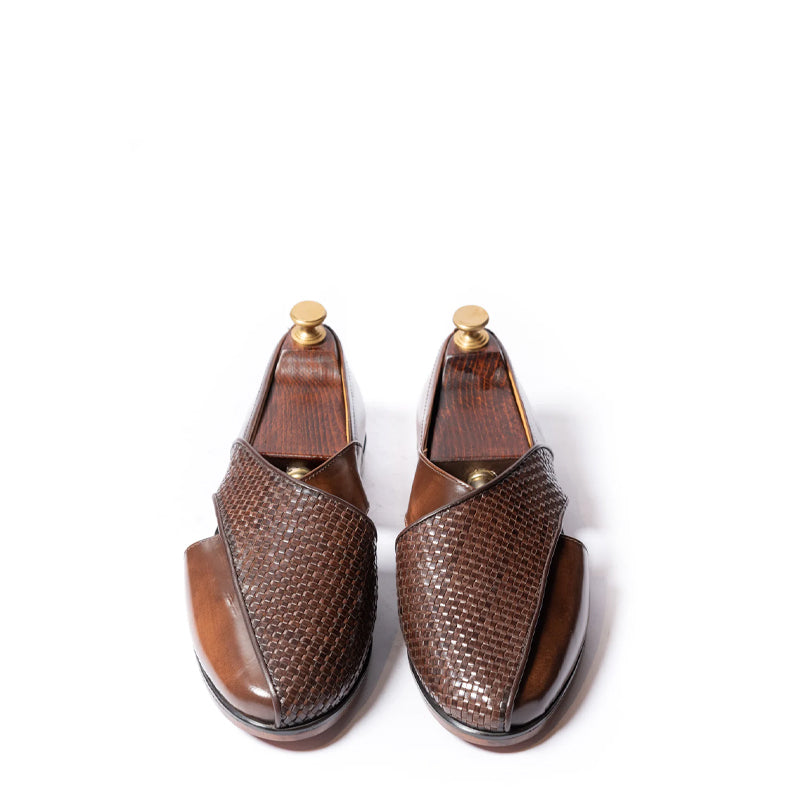 Woven Shiny Leather Breave Peshawari Sandal