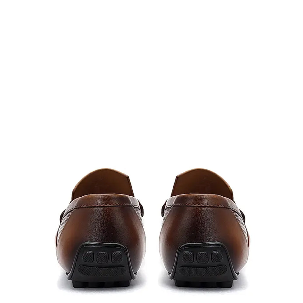 Luxury Stylish Leather Buckled Driving Tan Loafer