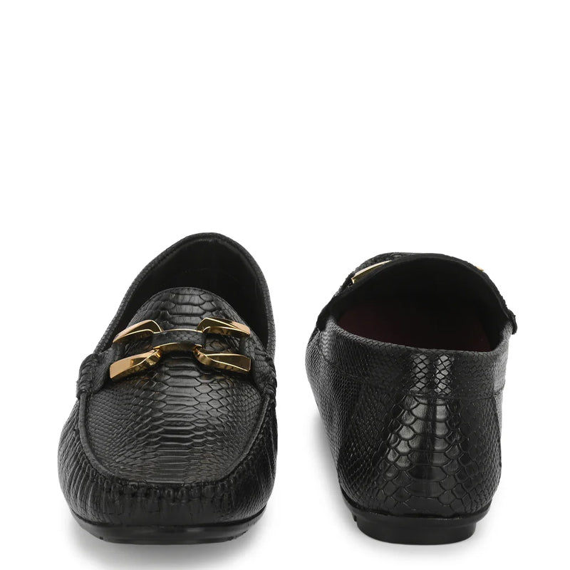 Premium Leather Buckled Black Loafer For Men