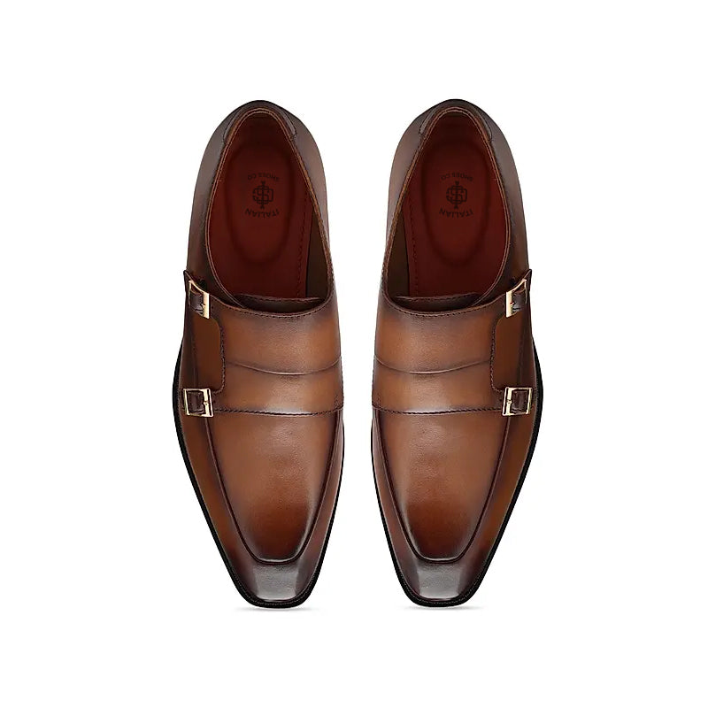 Leather Antique Formal Double Monk Strap Shoe