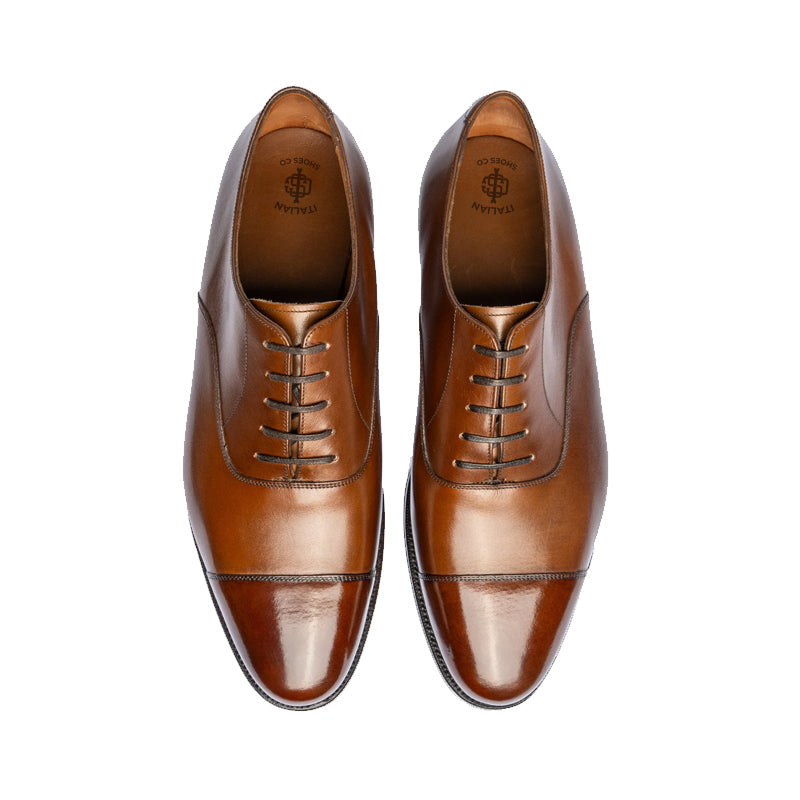 Plain Classic Captoe Leather Oxford Shoe Burgundy