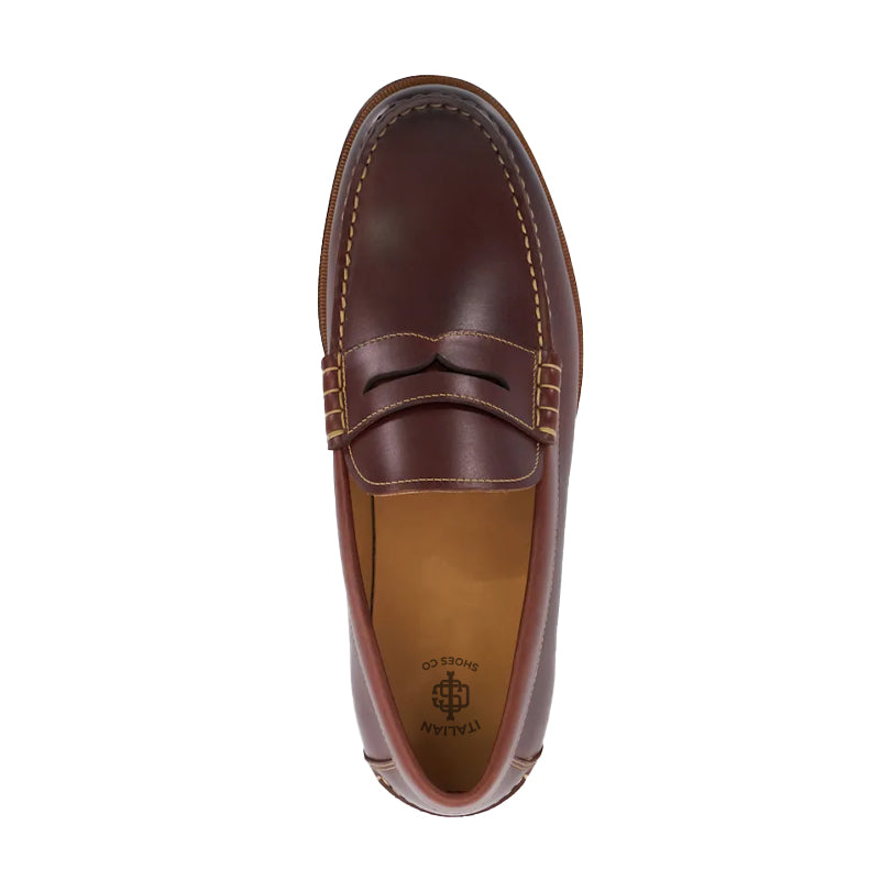 Leather Penny Trim Burgundy Loafer For Men
