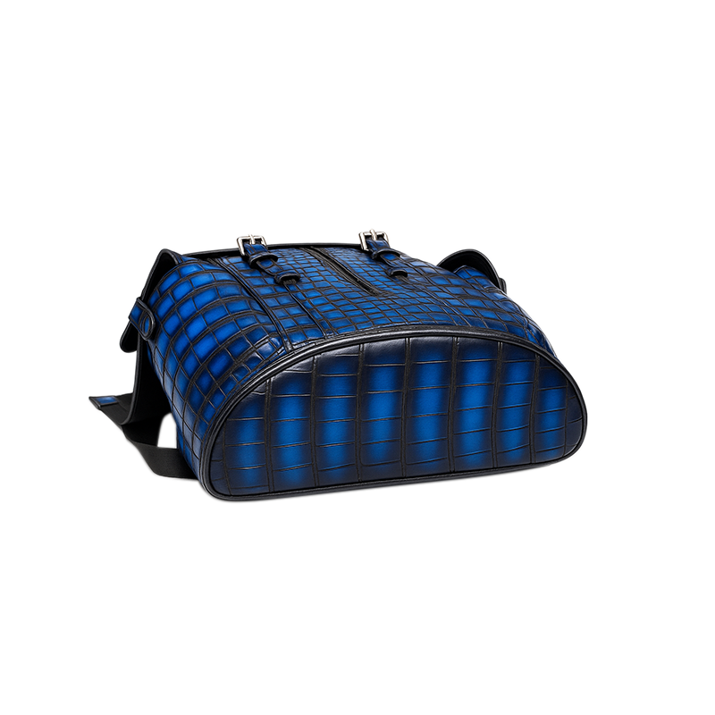 Luxury Blue Croco Leather Backpack