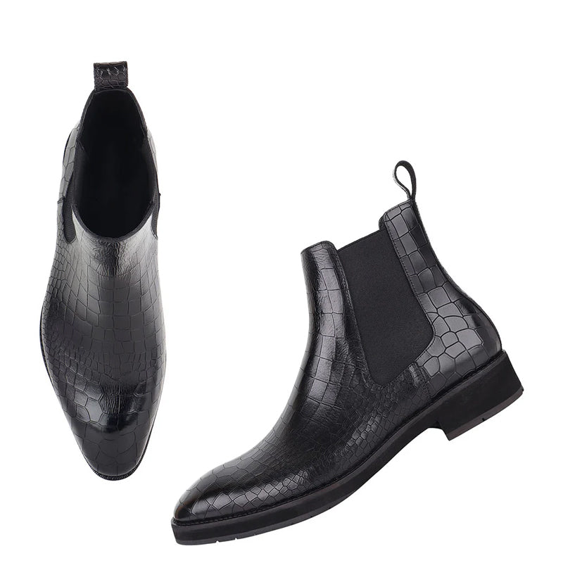 Stylish Croco Italian Leather Chelsea Boot