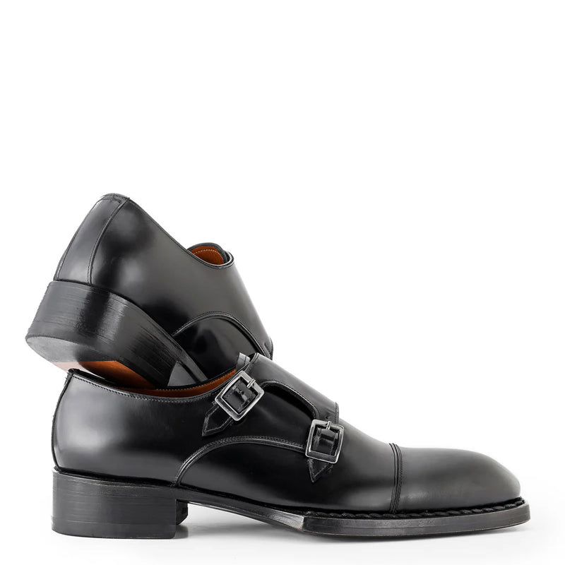 Men Cap Toe Leather Double MonkStraps Shoes