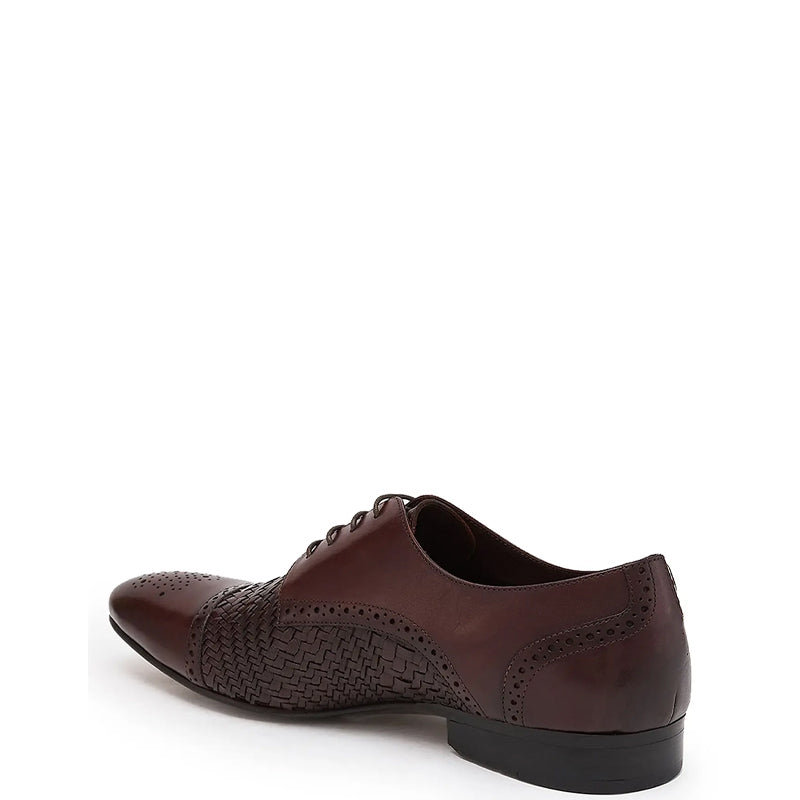 Men Handmade Leather Woven Textured Oxford Shoe