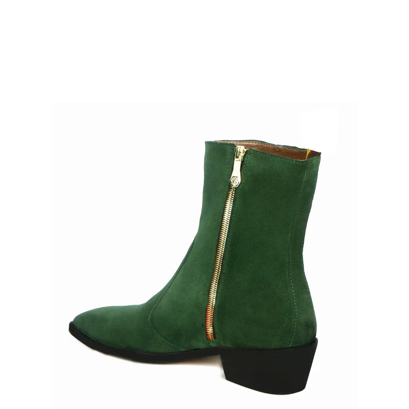 Luxury Cuban Heel High Ankle Suede Leather Zipper Boots