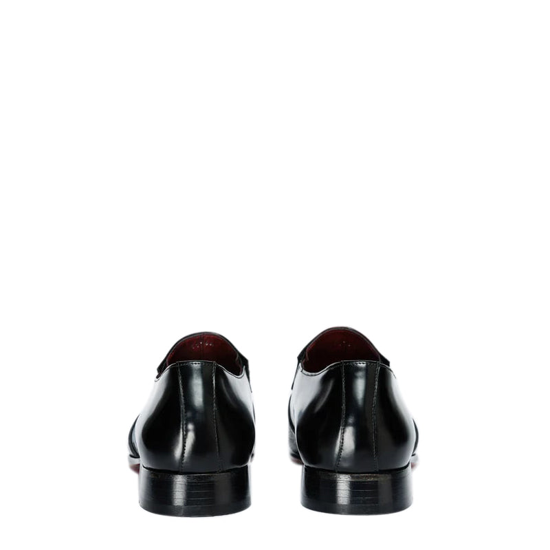 Black Leather Cap Toe Loafer Men Shoe