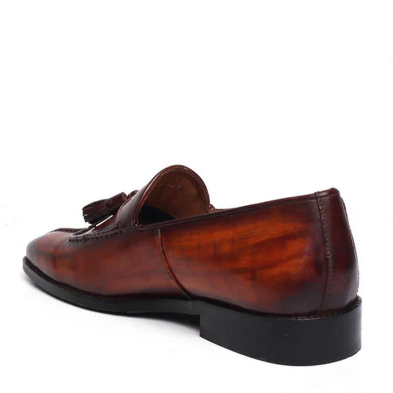 Handmade Leather Slip-On Formal Red Tassel Loafer