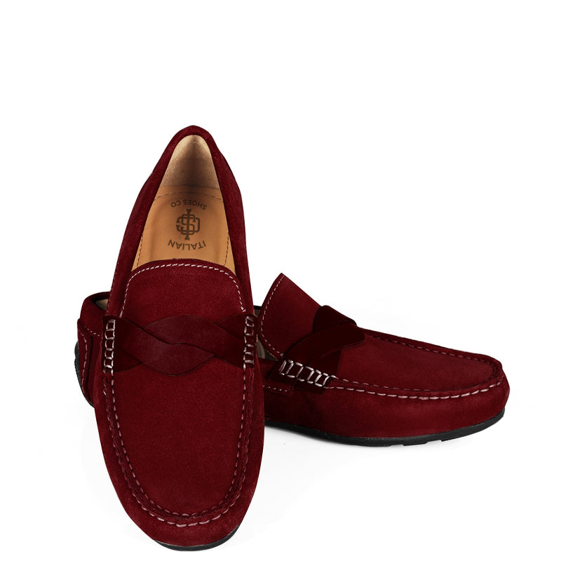 Penny Suede Cross Strap Leather Tan Loafer