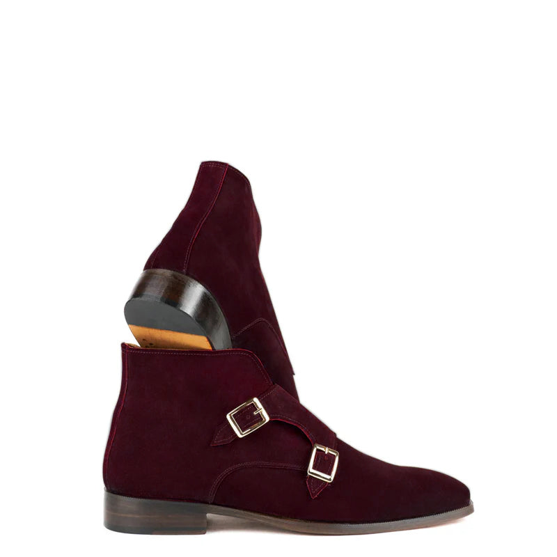 Luxury Suede Leather Double Buckle Ankle Boot