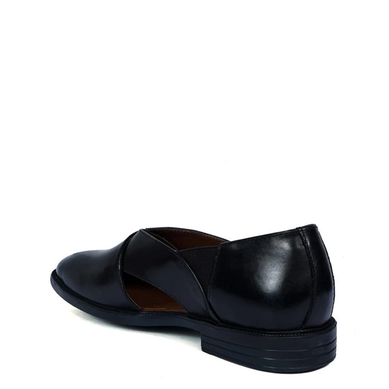 Cross Strap Slip-On Leather Peshawari Burgundy Sandal